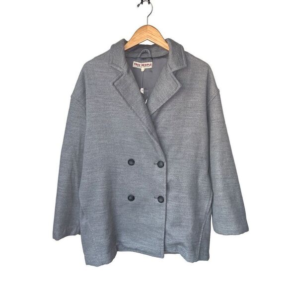 FREE PEOPLE Gray Double Breasted Hannah Slouchy Blazer Coat - Picture 6 of 14
